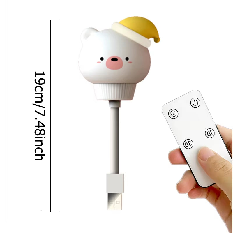 USB Cartoon Cute Night Light with Remote Control Babies Bedroom Decorative Feeding Light Bedside Tabe Lamp Xmas Gifts for Kids