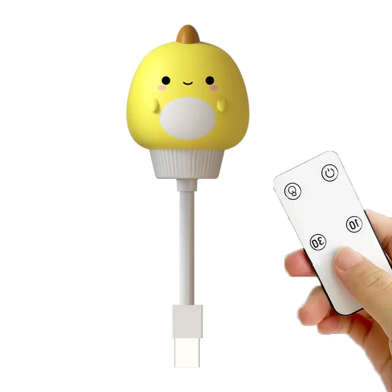 USB Cartoon Cute Night Light with Remote Control Babies Bedroom Decorative Feeding Light Bedside Tabe Lamp Xmas Gifts for Kids